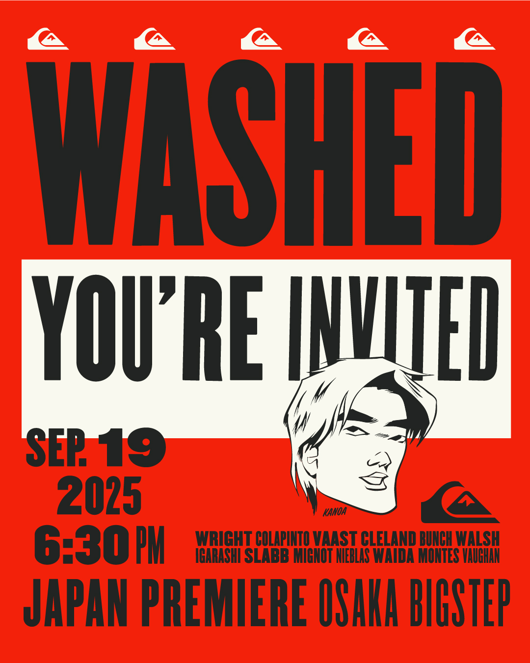 9/19(金) 五十嵐カノアが大阪に初上陸 SURF MOVIE『WASHED』上映会で